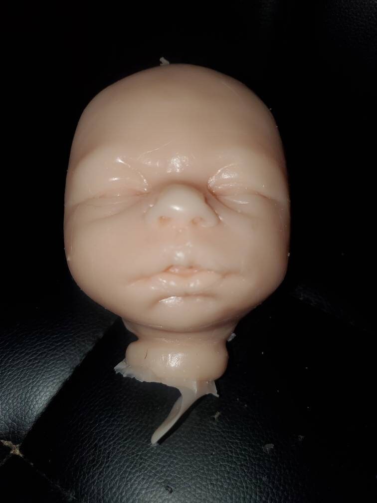 Silicone baby head open eyes for cuddle baby 15"