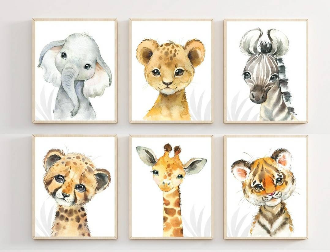 Baby nursery decor pictures in photoframe (black) frame you choose