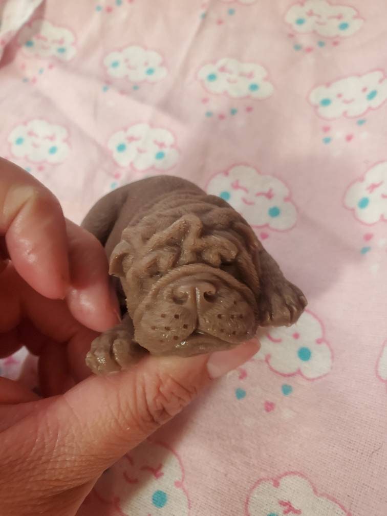 Full body silicone baby puppy dog 4" bulldog