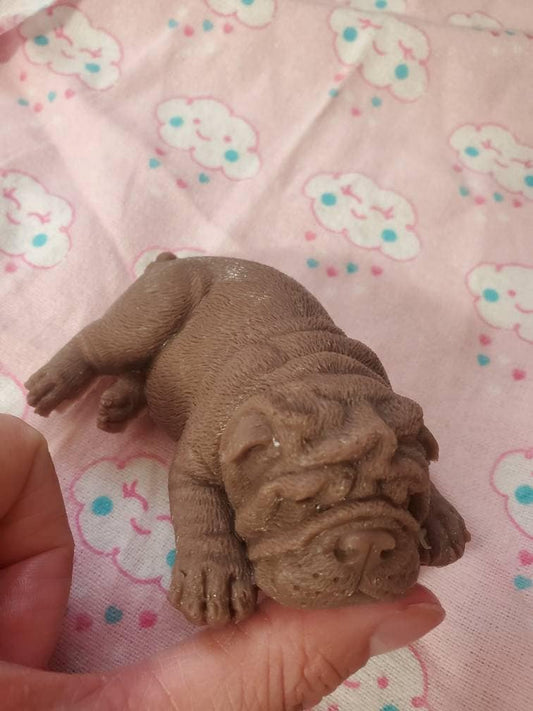 Full body silicone baby puppy dog 4" bulldog