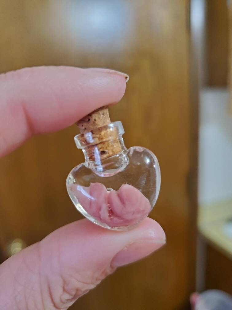 Memorial silicone baby fetus inside heart Keychain