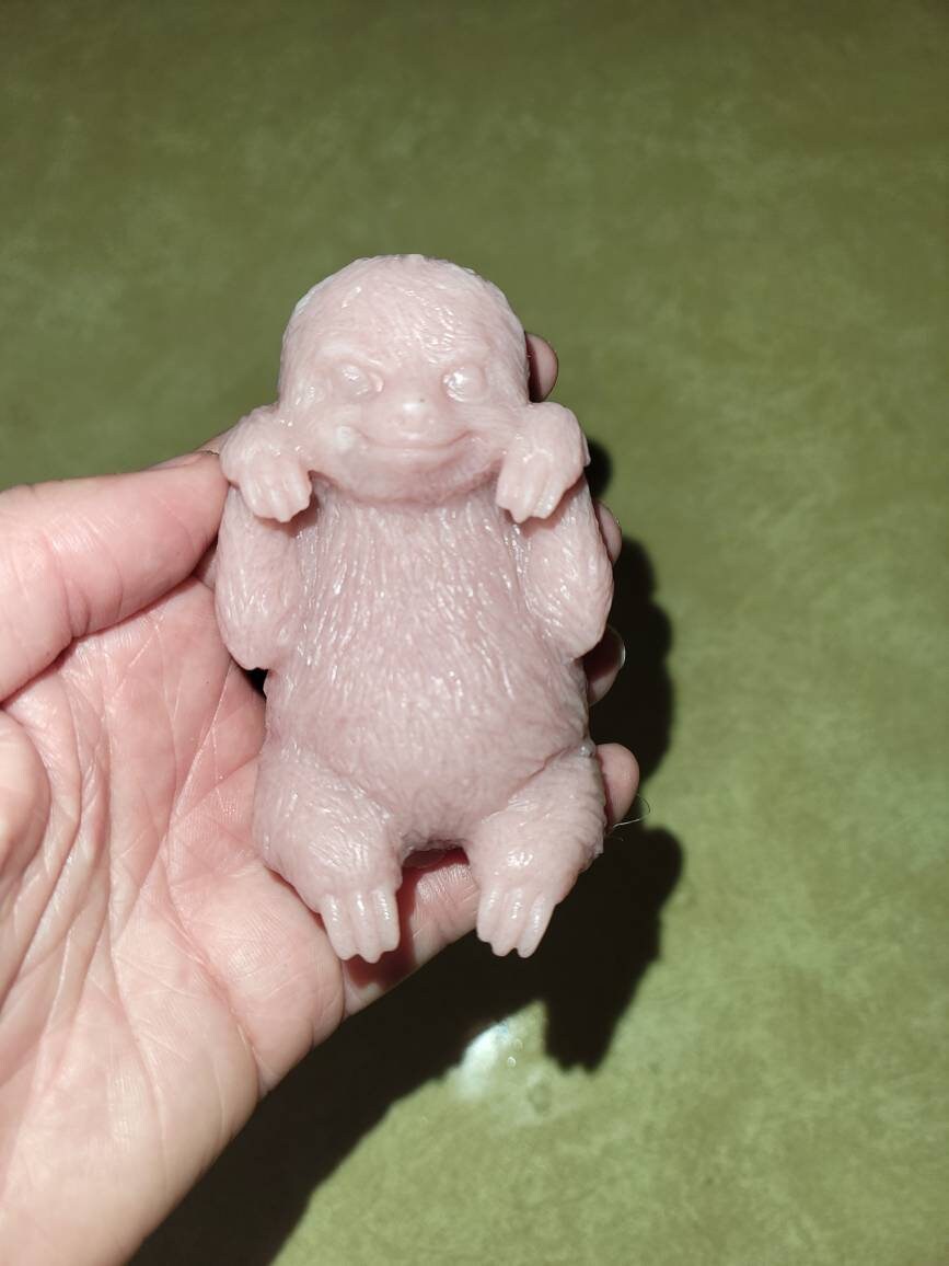 Silicone baby sloth 4" open eyes