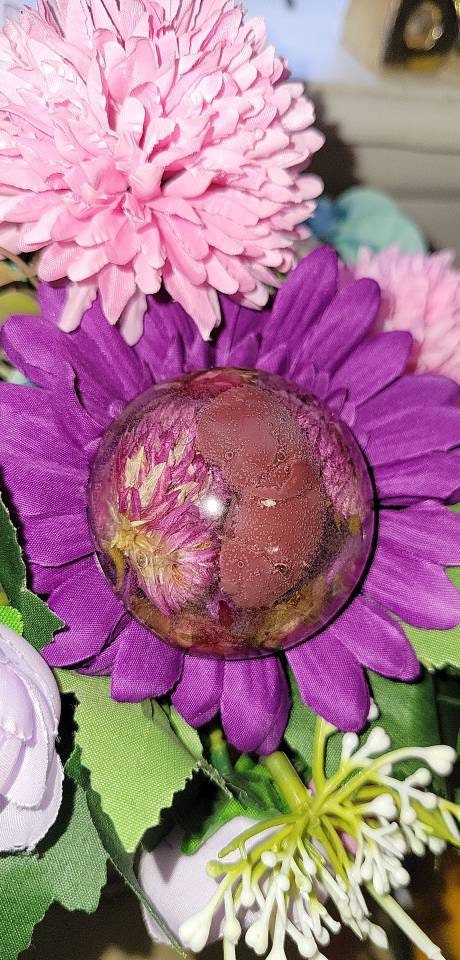 Silicone baby inside resin womb memorial fetus baby glitter or flowers