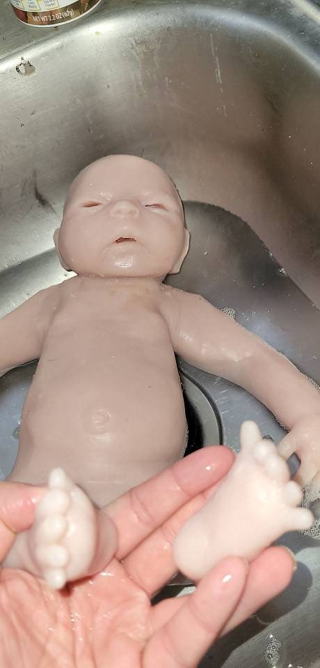 Full Body silicone baby Isla with open eyes