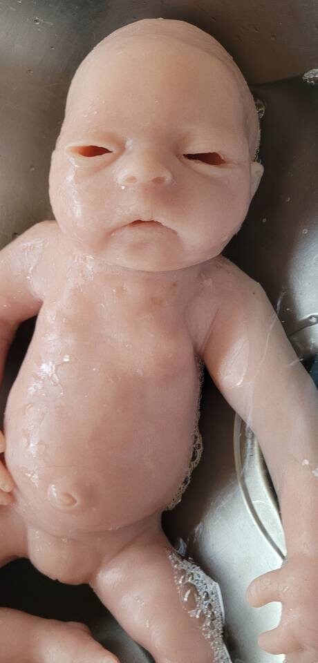 Full Body silicone baby Isla with open eyes