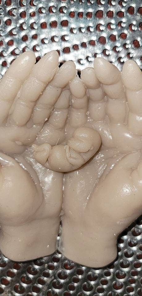 Memorial fetus babies silicone fetus and hands 10 or 11 week gestation