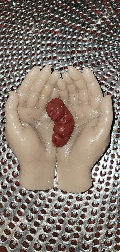 Memorial fetus babies silicone fetus and hands 10 or 11 week gestation