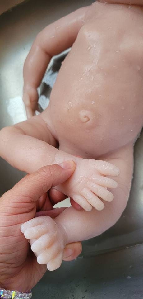 Full Body Silicone Baby Boy crying closed eyes 17" Alph