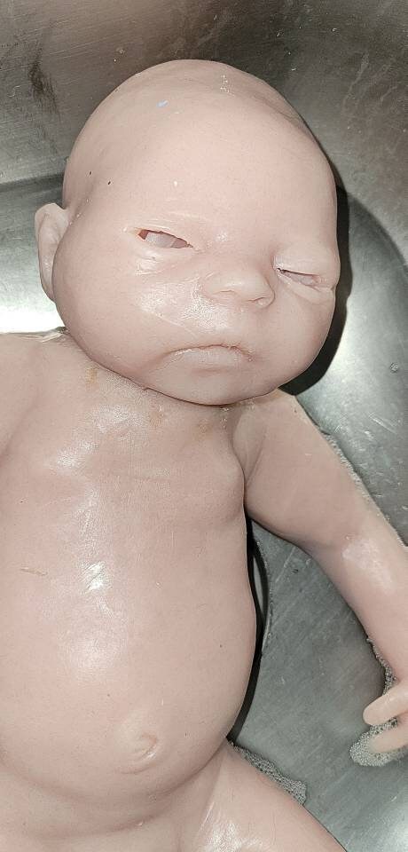 Full Body silicone baby Isla with open eyes