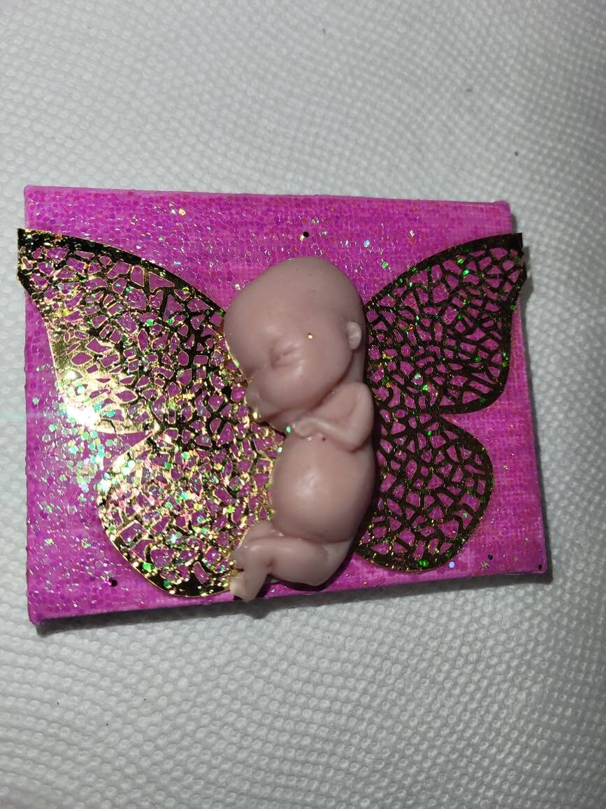 12 week gestational fetus baby fridge magnet with wings