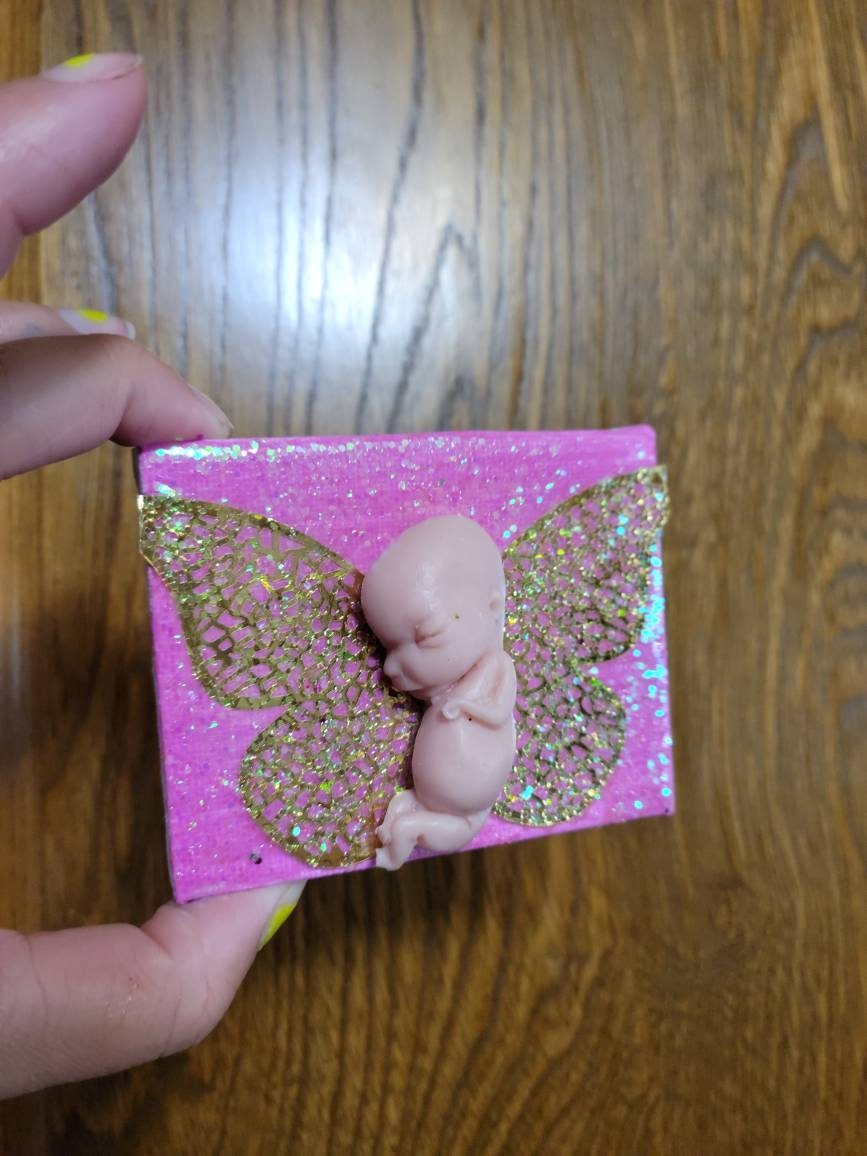 12 week gestational fetus baby fridge magnet with wings