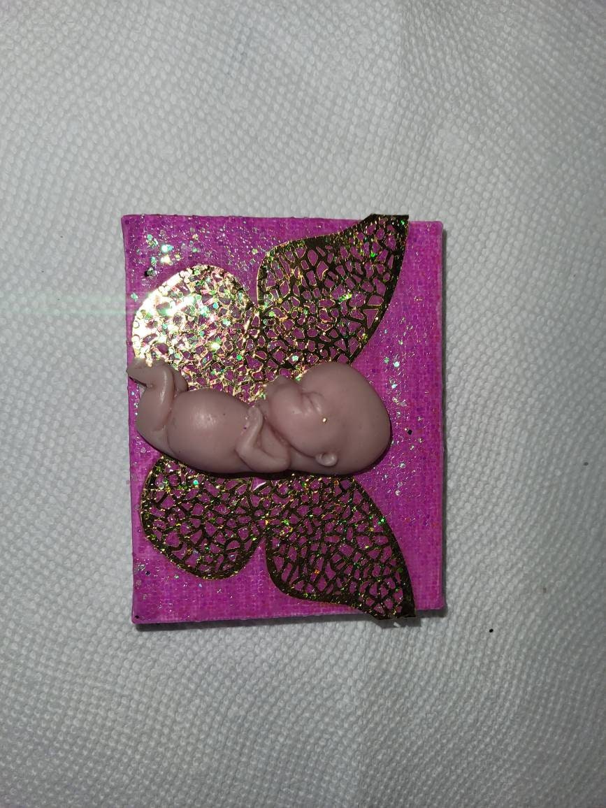 12 week gestational fetus baby fridge magnet with wings