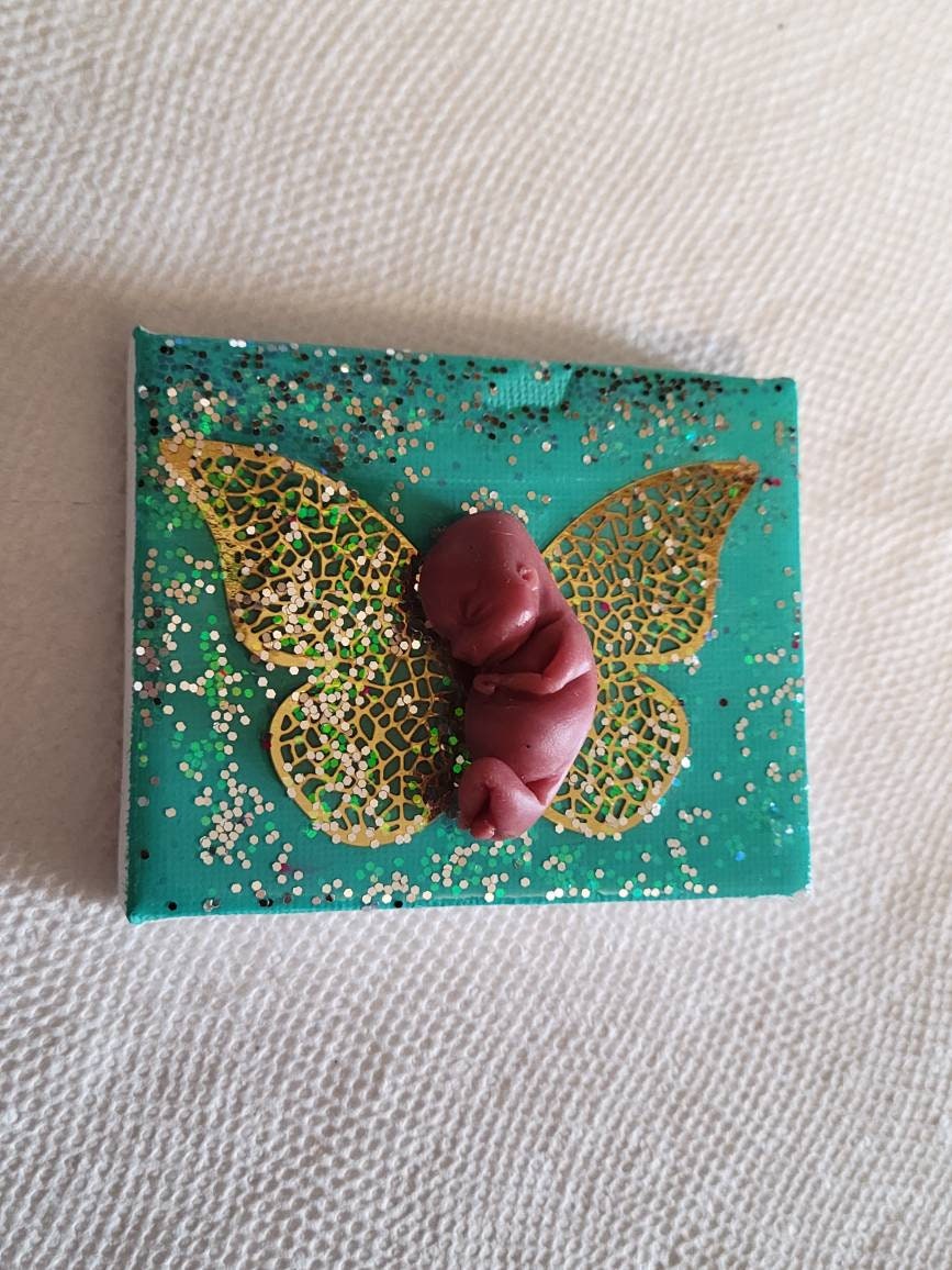 Memorial silicone fetus baby fridge magnet with wings