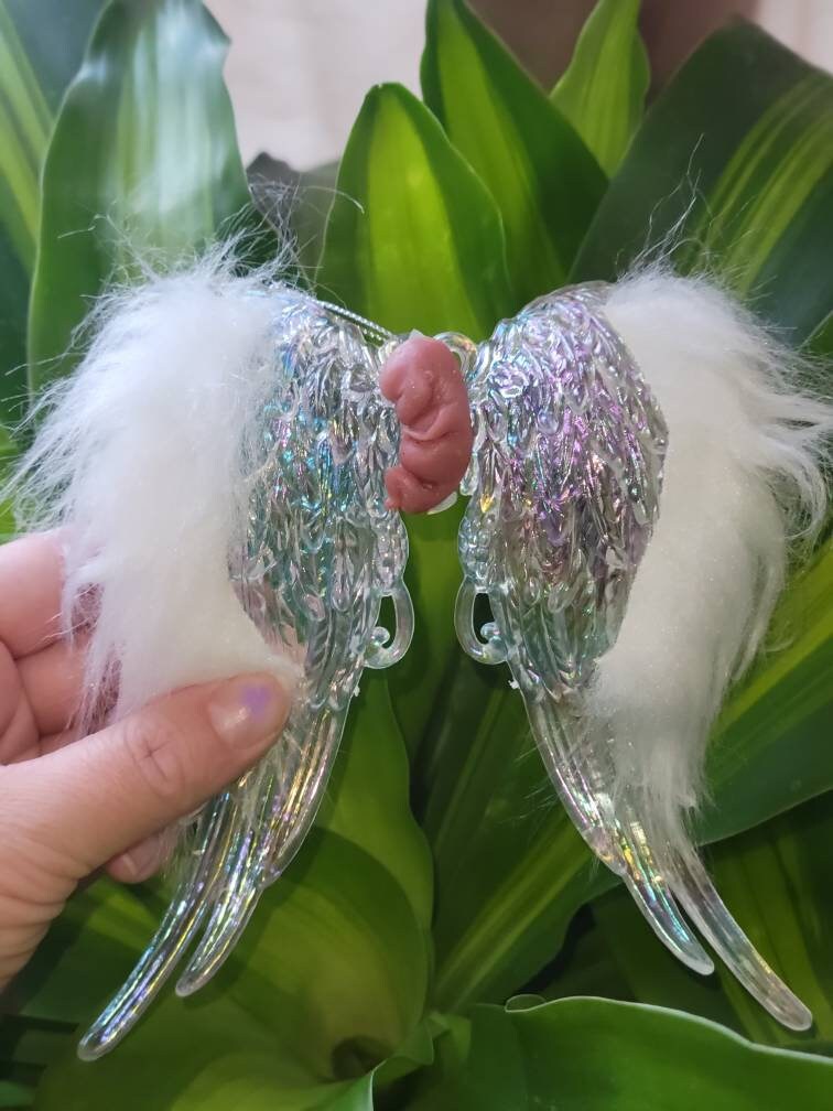 Memorial silicone fetus baby on wings christmas ordement gift