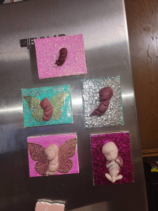 Memorial silicone fetus baby fridge magnet with wings