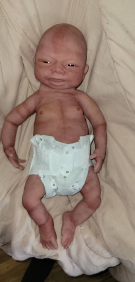 Full Body Silicone Baby Boy doll 18" open eyes newborn Trevor by Donna kohn