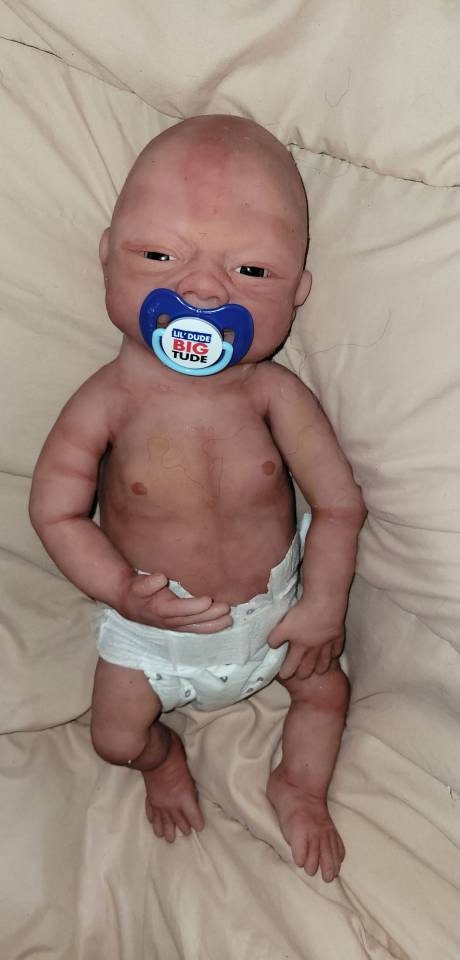 Full Body Silicone Baby Boy doll 18" open eyes newborn Trevor by Donna kohn