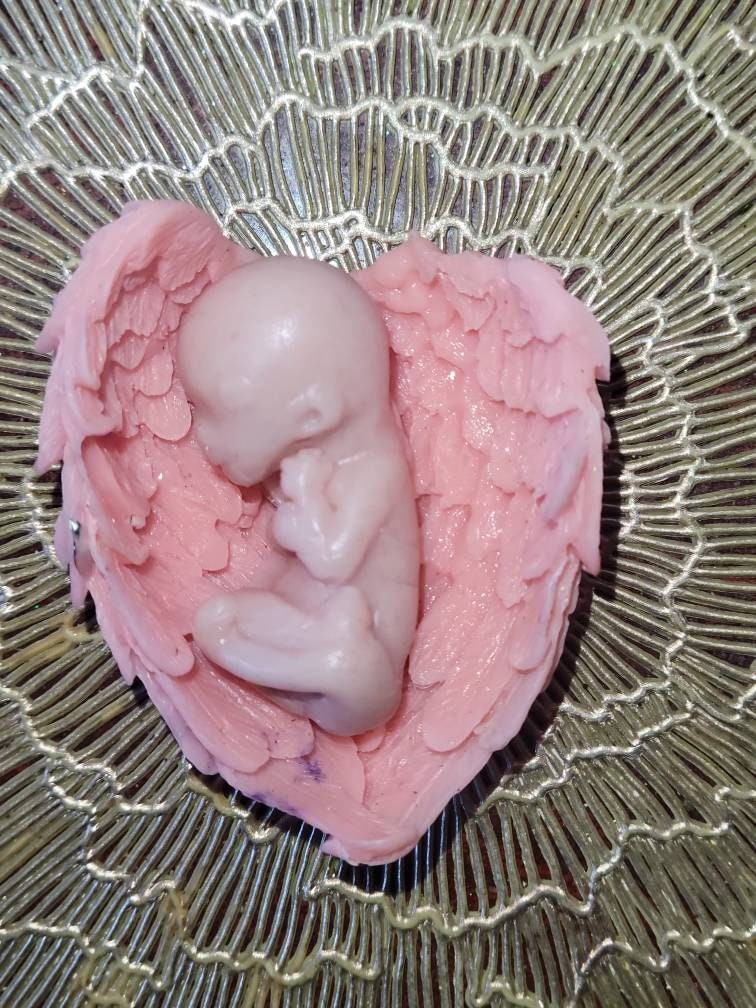 12 week gestational fetus memorial silicone baby in silicone wings heart