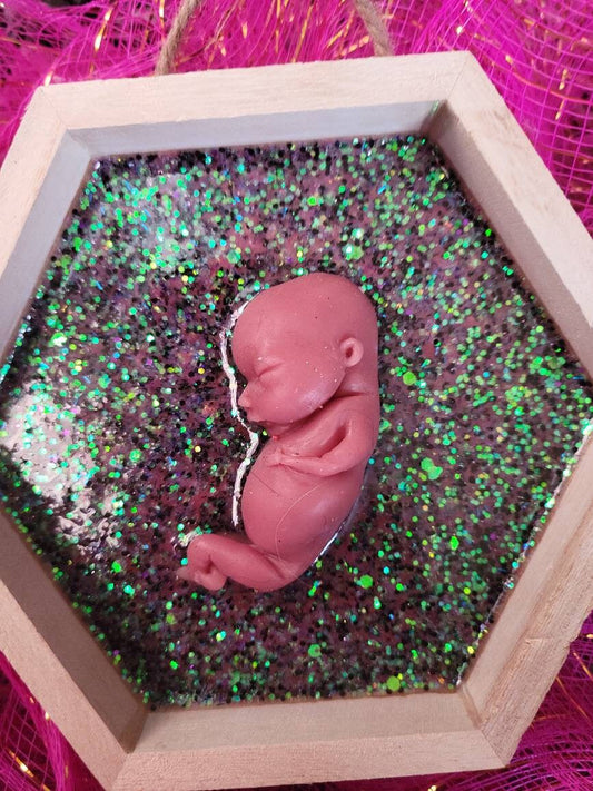 Ready to ship 13 week memorial fetus in resin wood frame