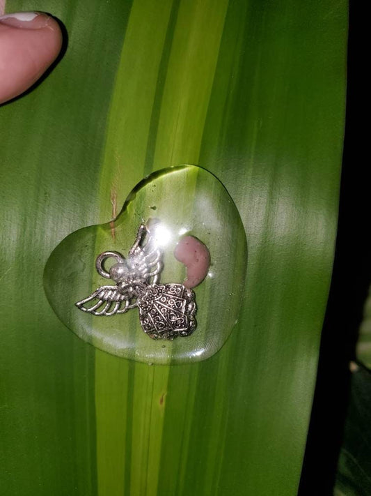 Beautiful memorial resin heart peice with angel and fetus