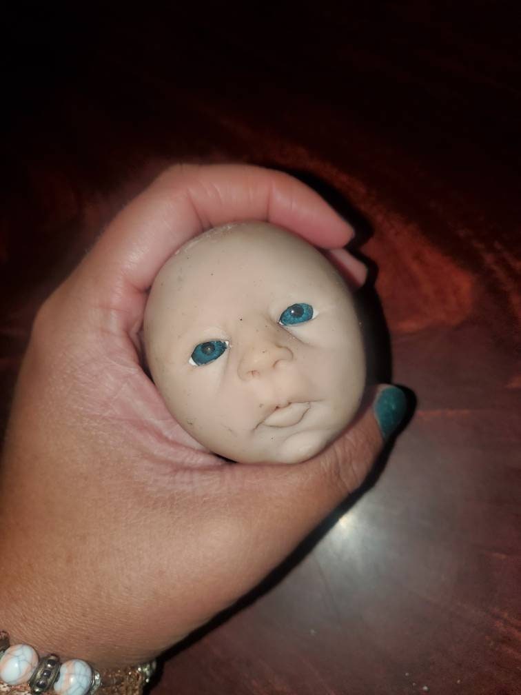 Silicone baby head for 9" cloth cuddle body open eyes preemie