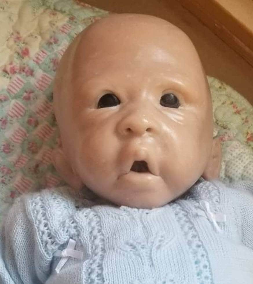 Silicone baby head for cloth cuddle body or full Body open eyes 24" jay