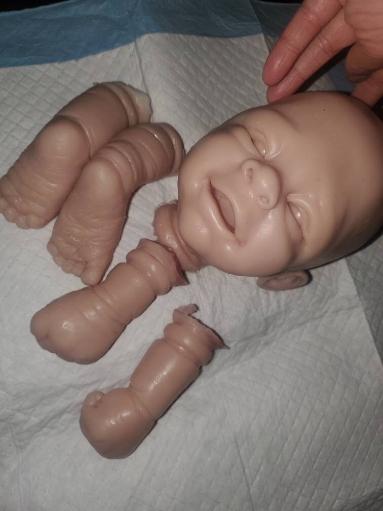 Silicone baby head and limbs for cuddle body or full Body silicone 19"