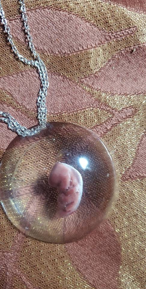 Memorial silicone fetus baby inside resin Necklace