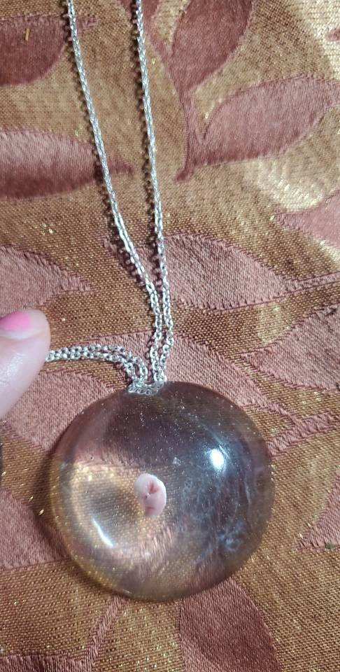 Memorial silicone fetus baby inside resin Necklace