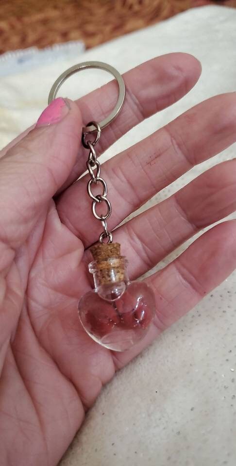 Memorial silicone baby fetus inside heart Keychain