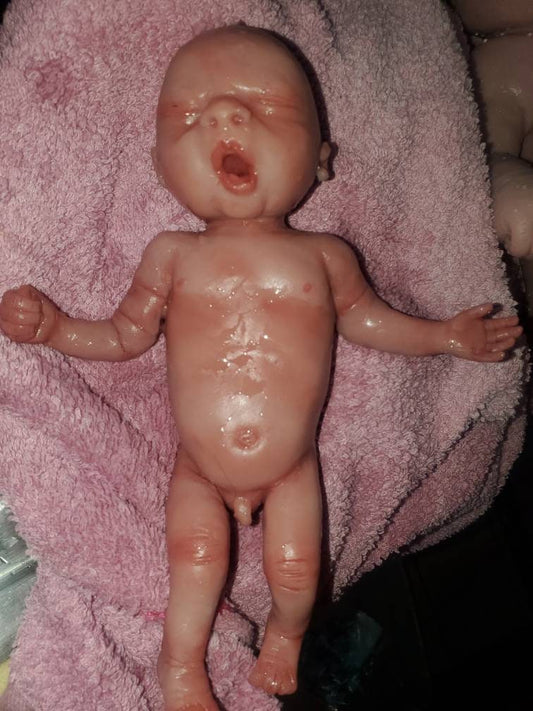 Full body silicone baby 9" baby boy yawning sleepy baby