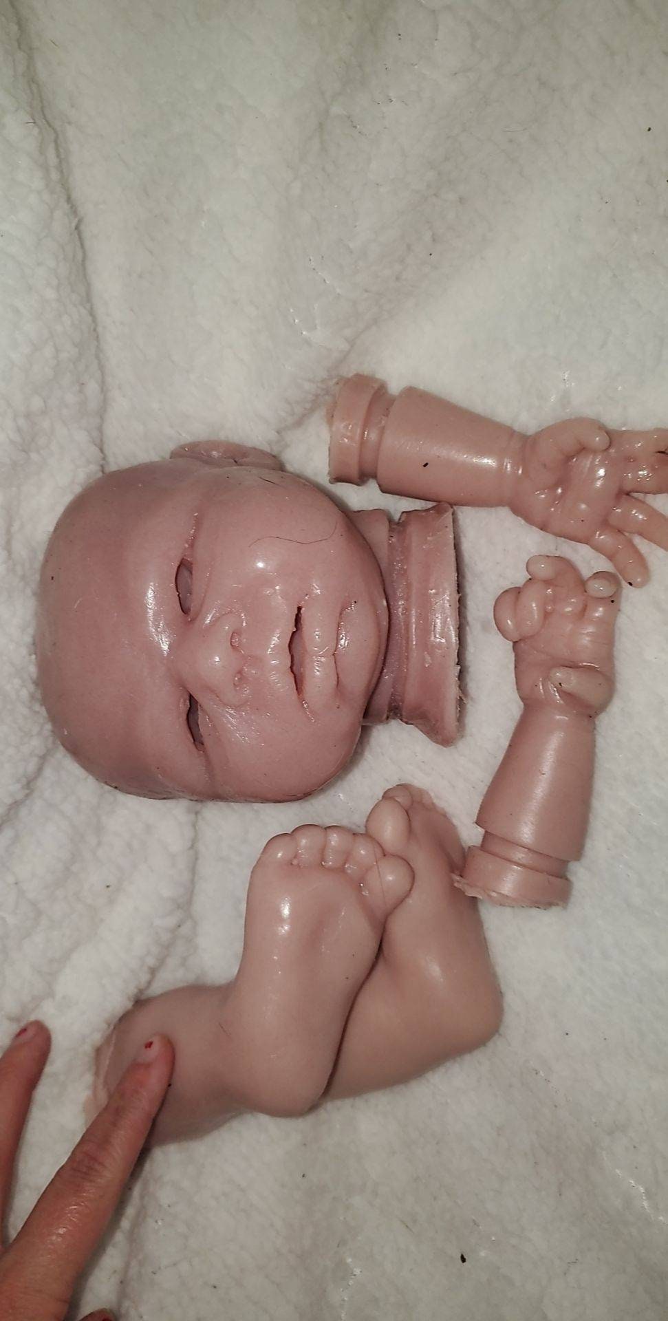 Silicone baby head for cloth body or cuddle body open eyes 18"-19"