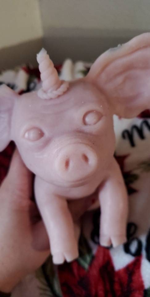 Full body silicone baby unicorn pig piggy piglet 8"  Joy the Unipegapig