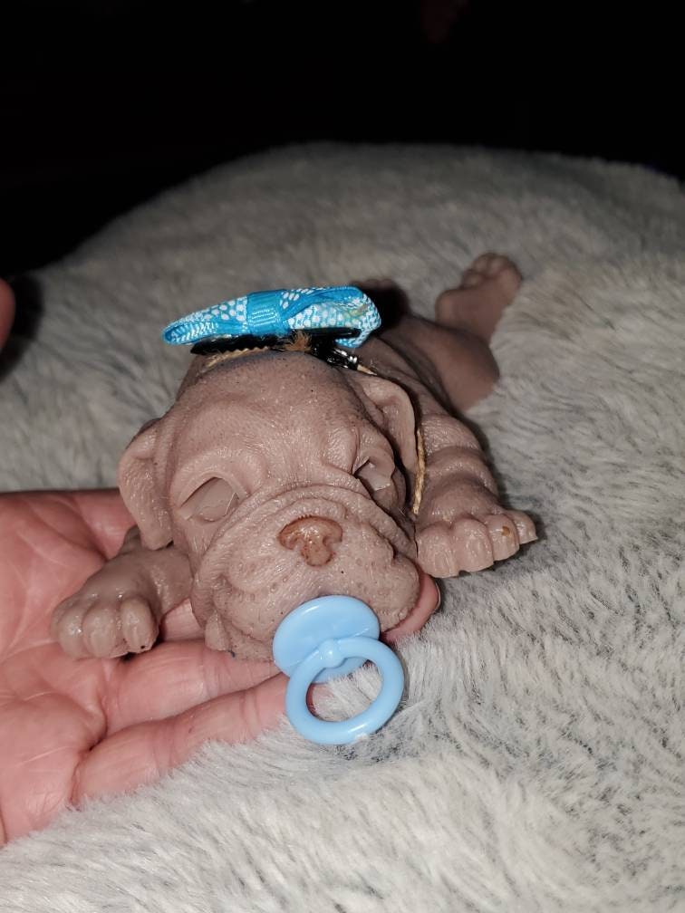 6" silicone bull dog puppy