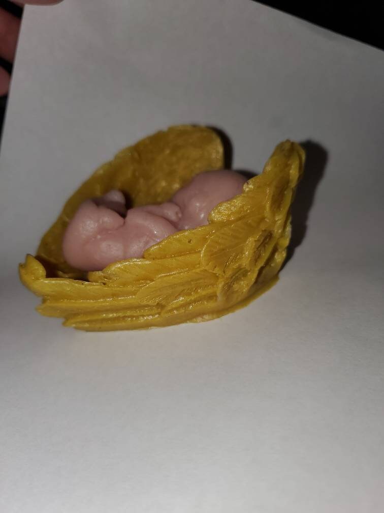 12 week gestational fetus memorial silicone baby in silicone wings heart