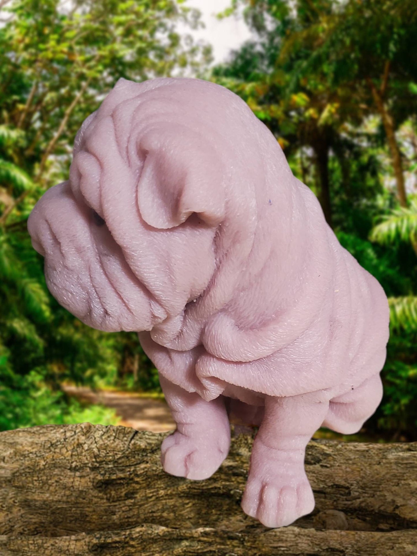 Silicone puppy dog shar pei 9" large size sitting open eye