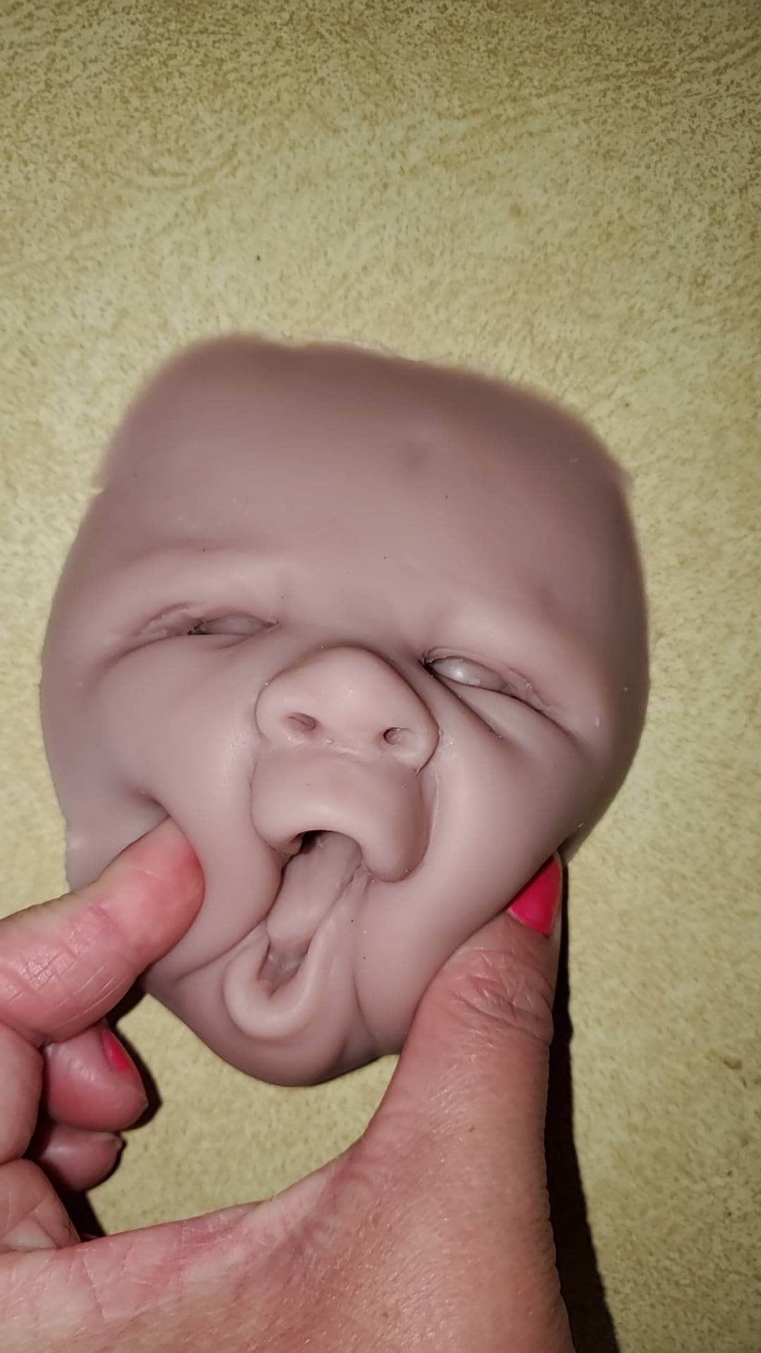 Silicone baby practice face newborn 0-3mo 3mo size surprise face!
