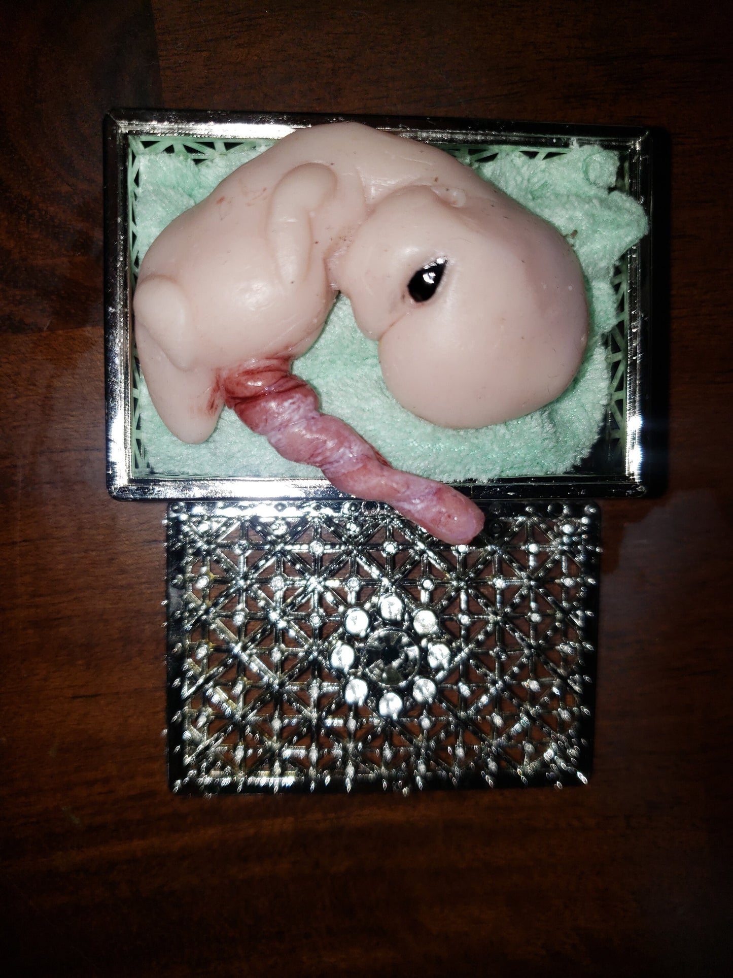 Fully painted 13 week sized gestation silicone fetus memorial baby with umbilical cord
