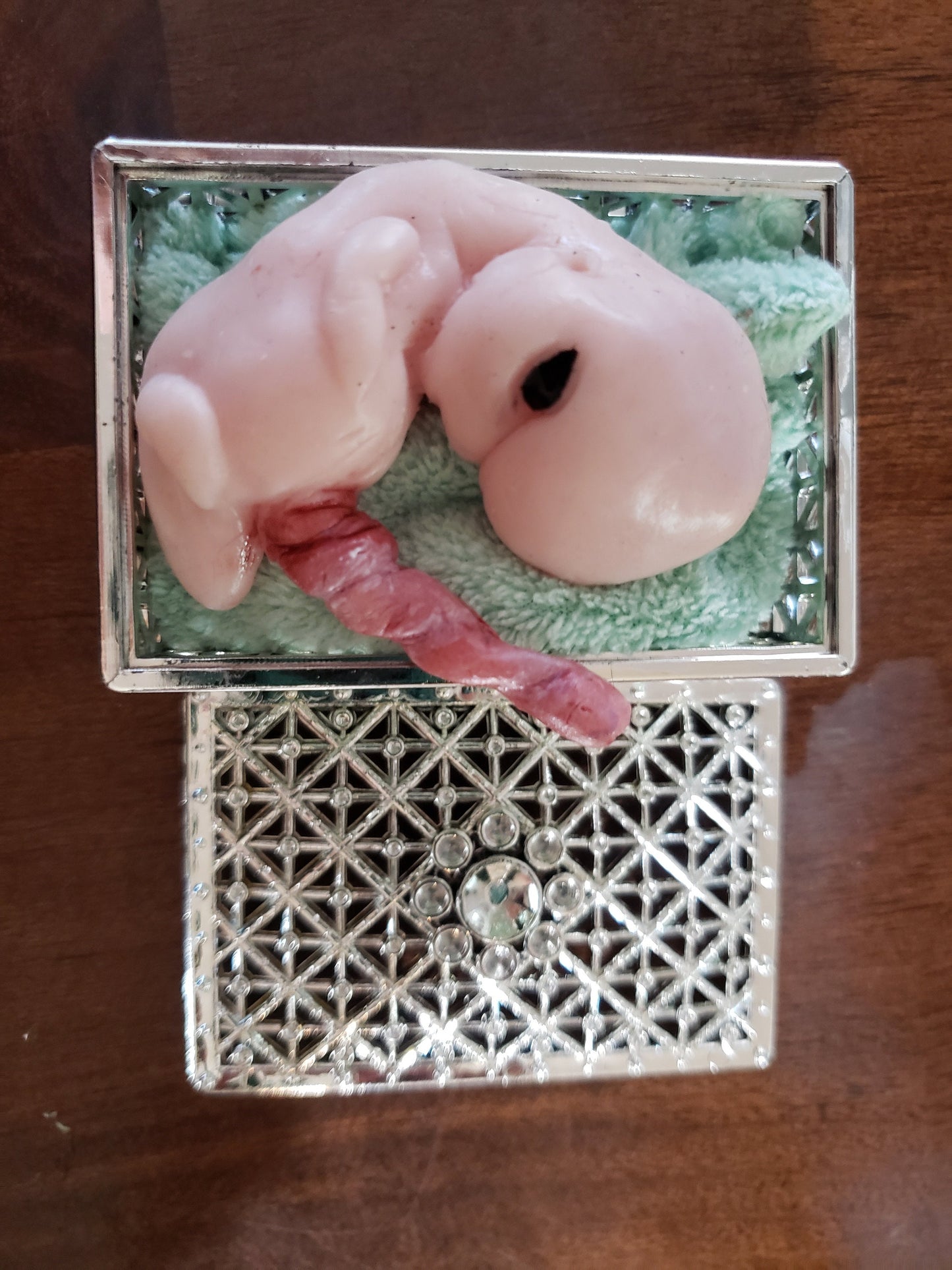 Fully painted 13 week sized gestation silicone fetus memorial baby with umbilical cord