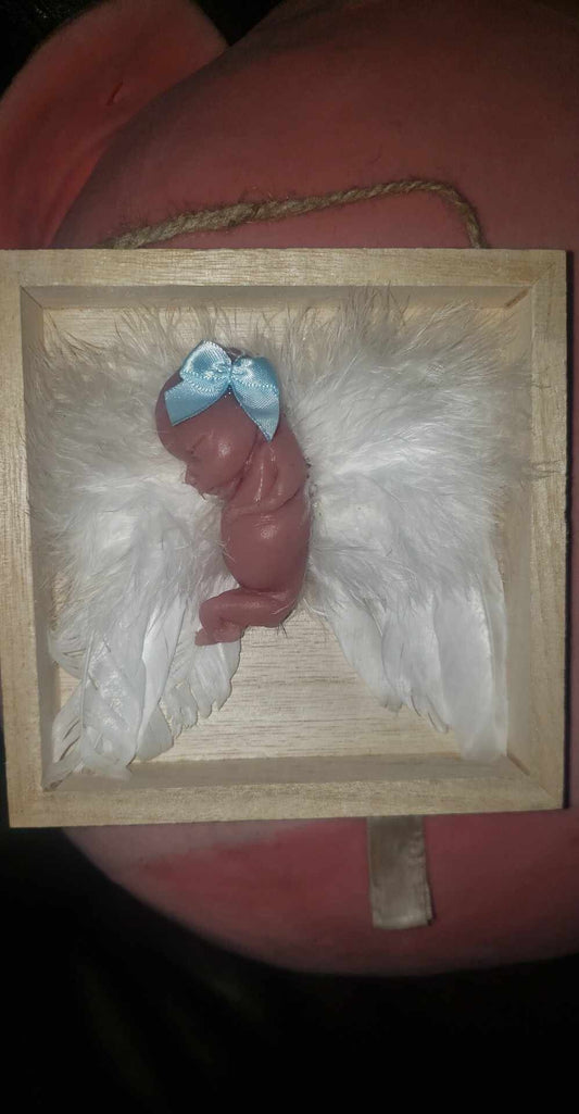 fetus silicone baby memorial silicone baby wall art with angel wings