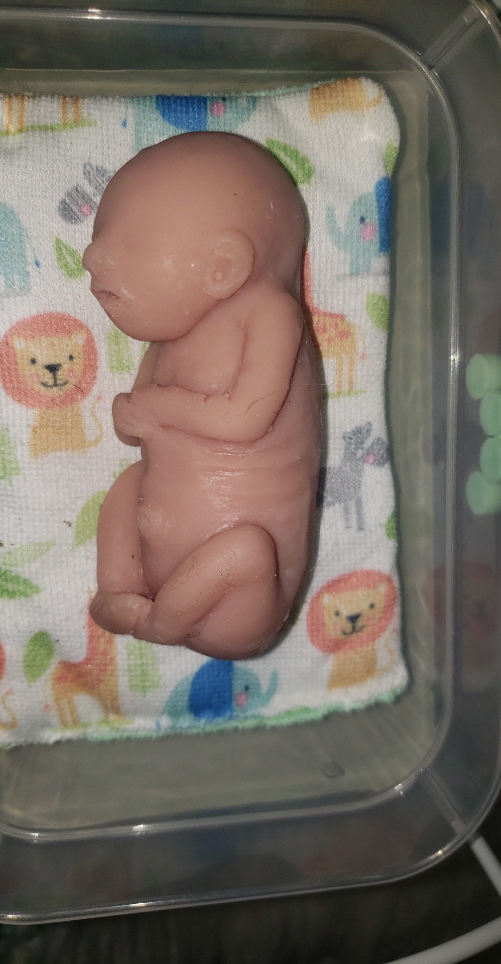20 week gestational memorial fetus silicone baby curled up full body with back