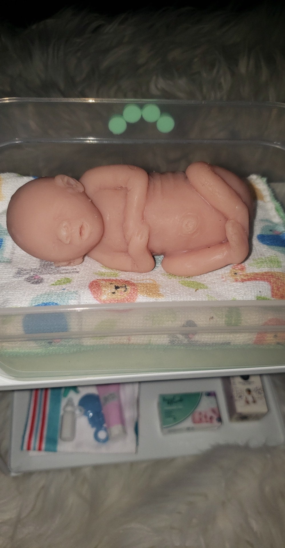 20 week gestational memorial fetus silicone baby curled up full body with back