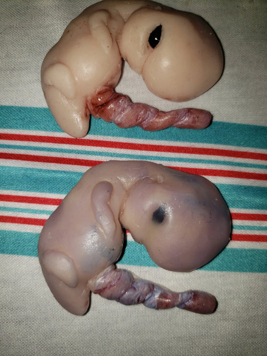 Fully painted 13 week sized gestation silicone fetus memorial baby with umbilical cord