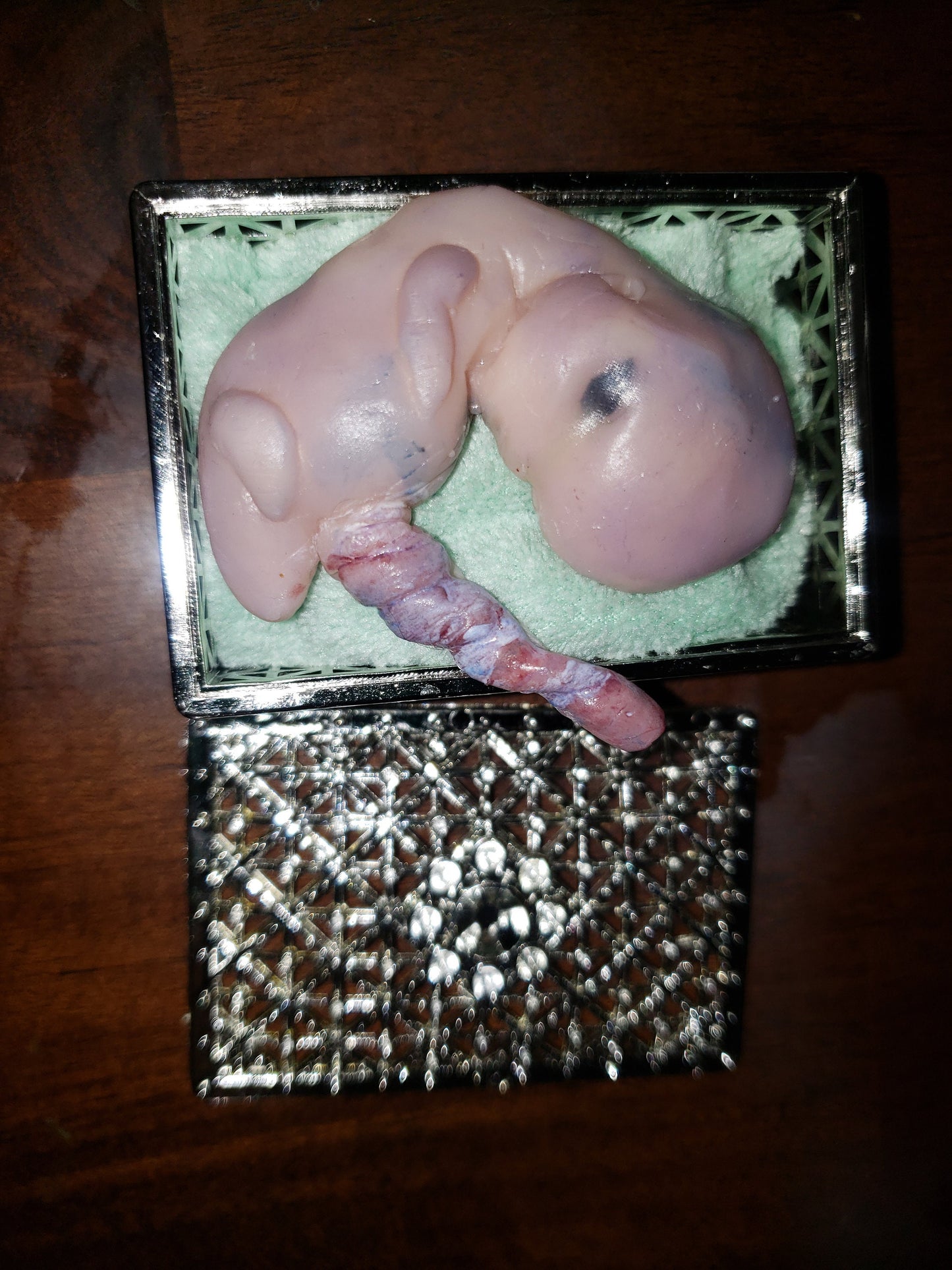 Fully painted 13 week sized gestation silicone fetus memorial baby with umbilical cord