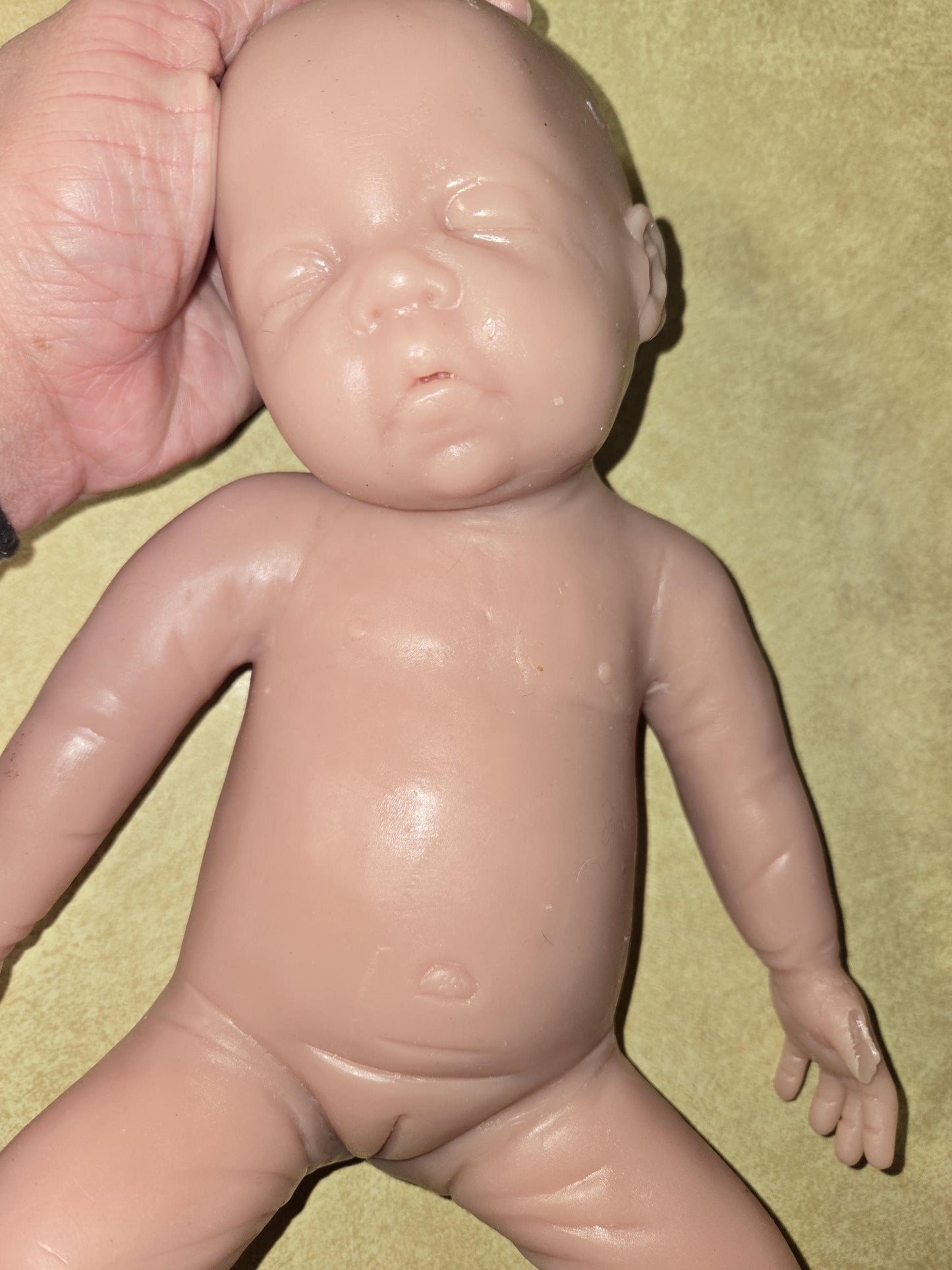 15" Full Body silicone preemie baby closed eyes Lola kennels Abba