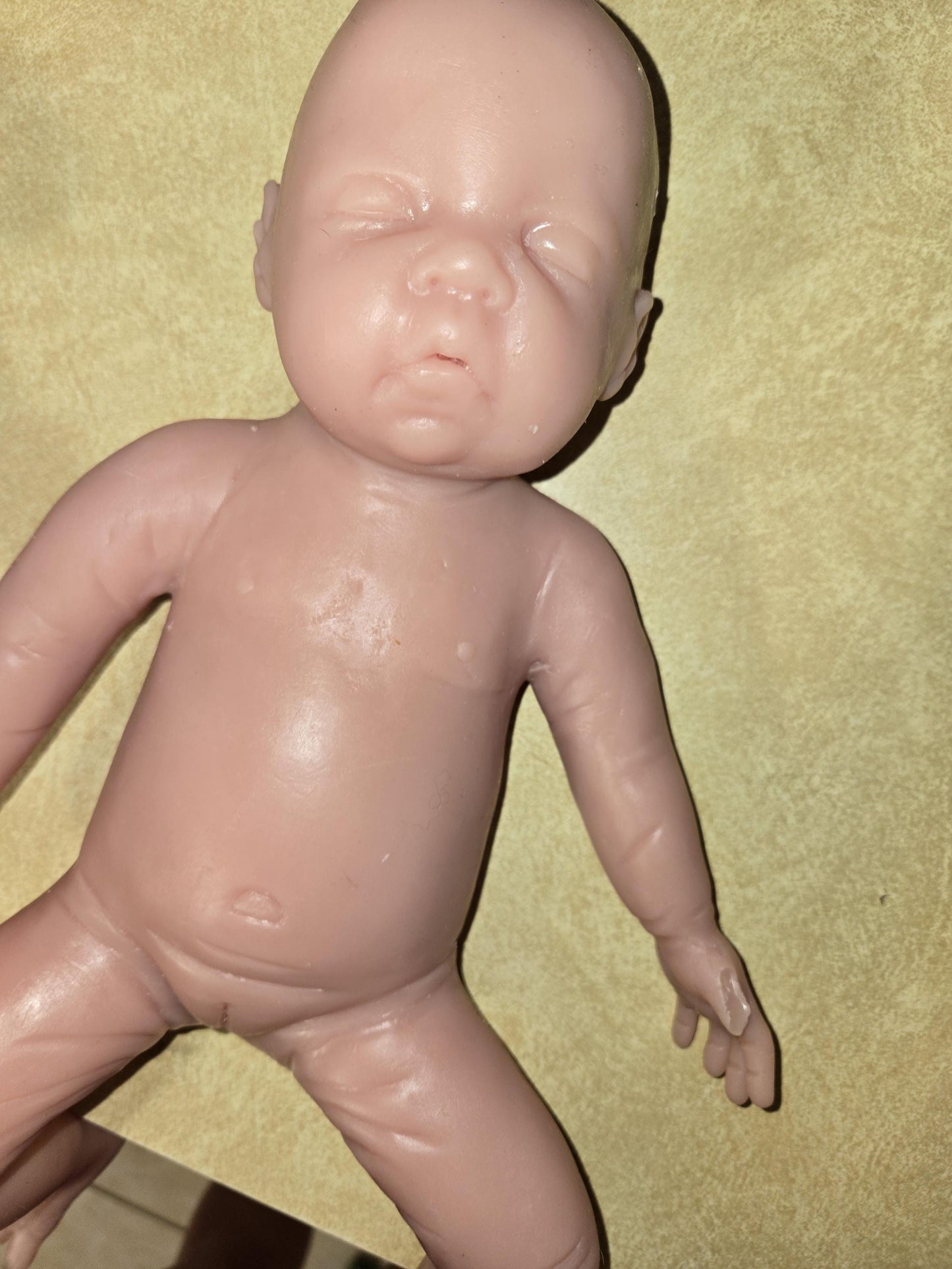 15" Full Body silicone preemie baby closed eyes Lola kennels Abba
