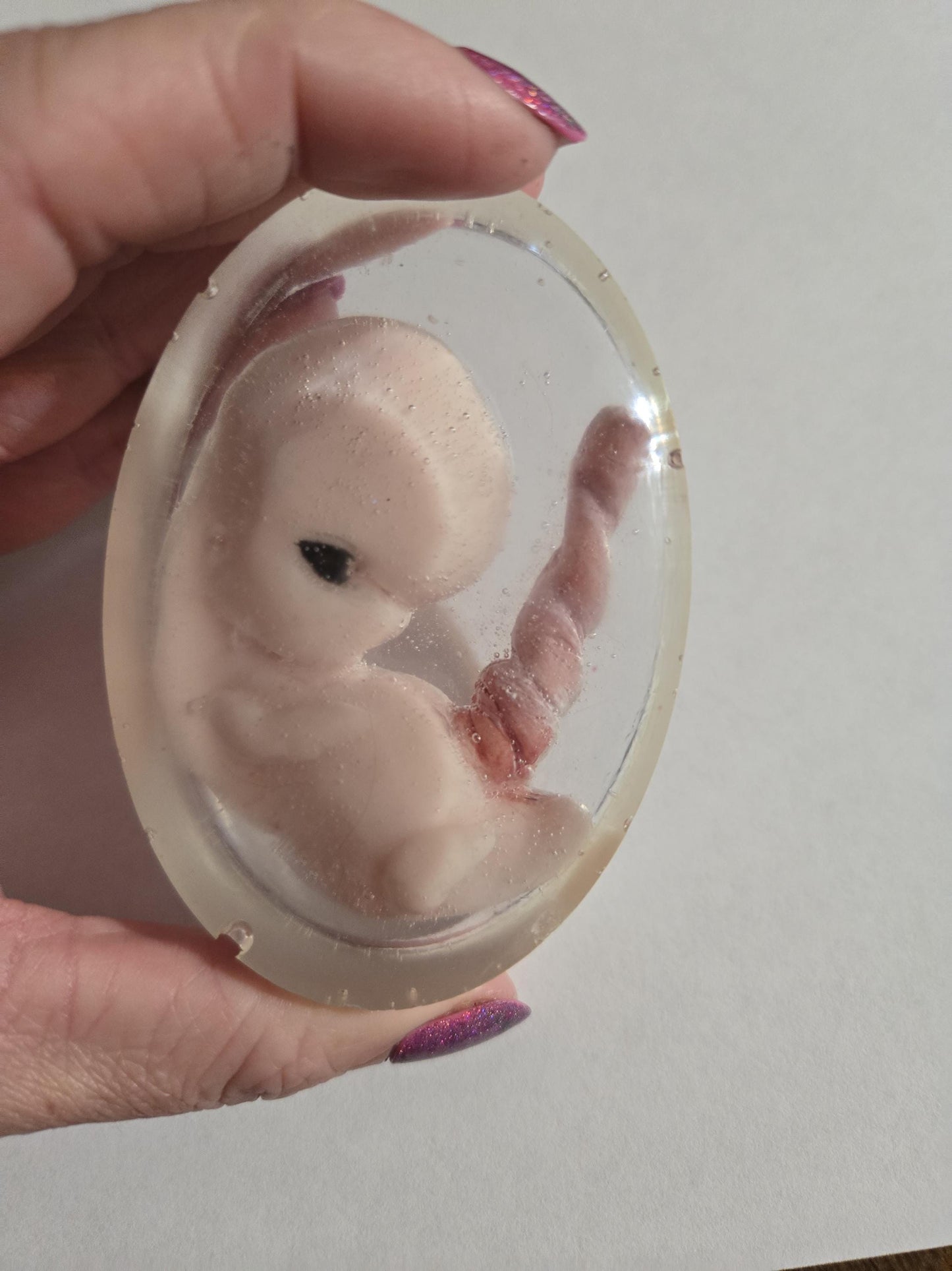 memorial silicone fetus baby inside resin keepsake