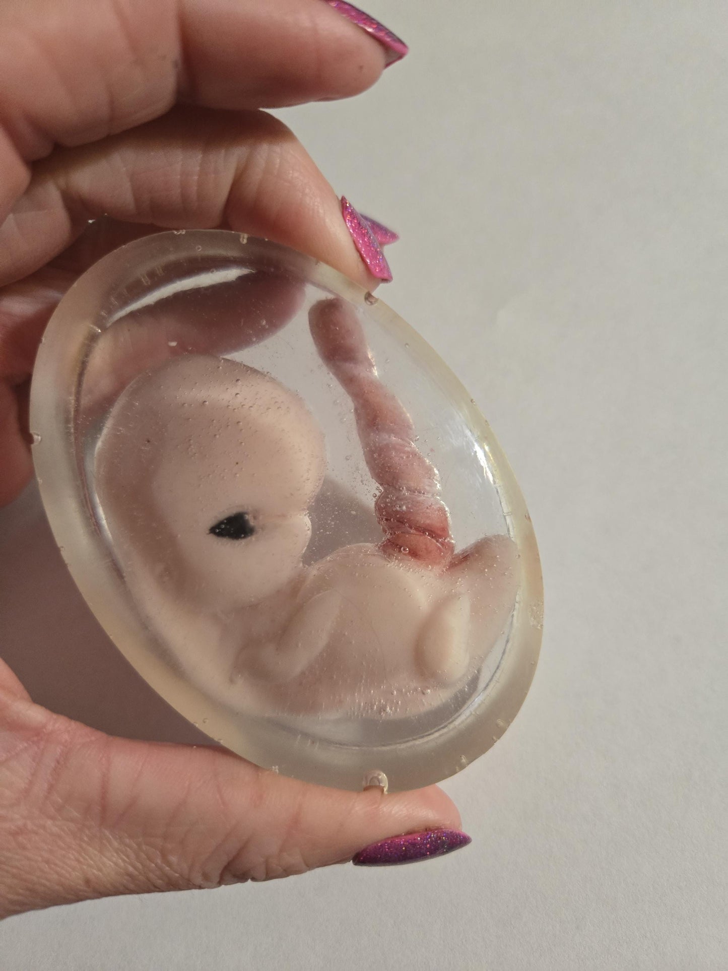 memorial silicone fetus baby inside resin keepsake
