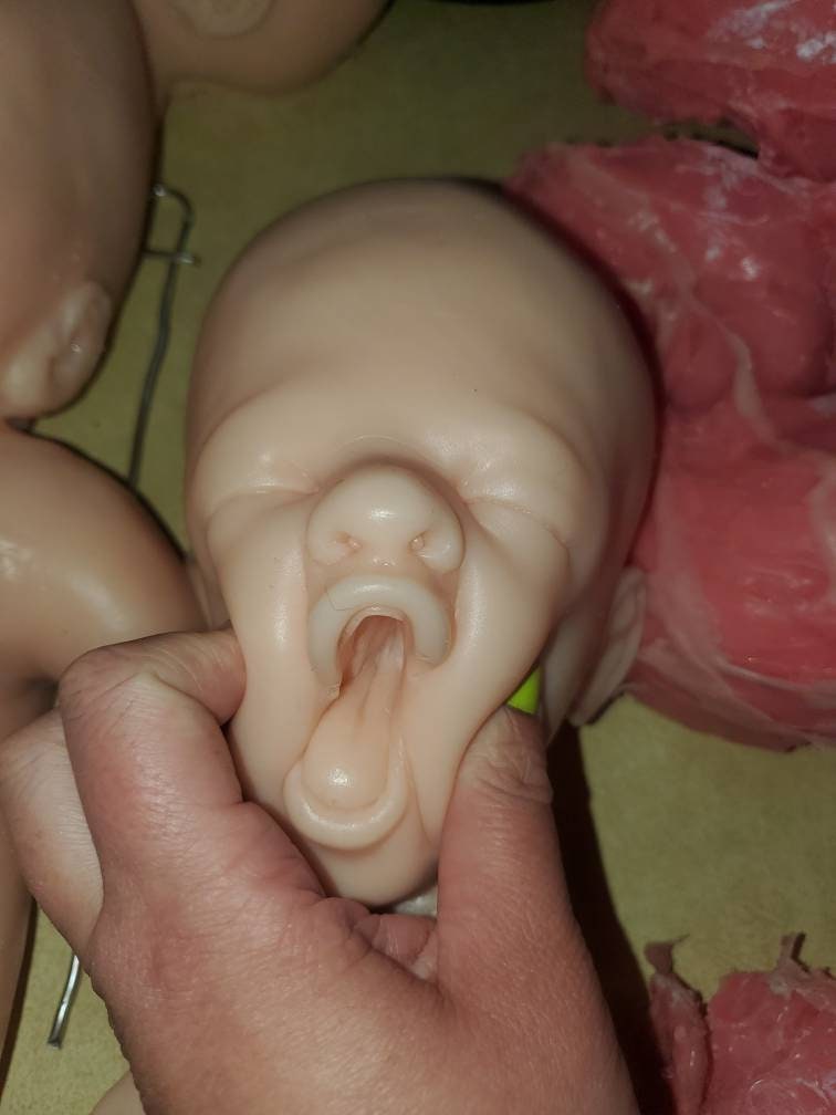 Silicone baby head smiling tounge and gums cute for cuddle body "Emmy"