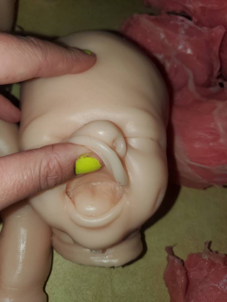 Silicone baby head smiling tounge and gums cute for cuddle body "Emmy"
